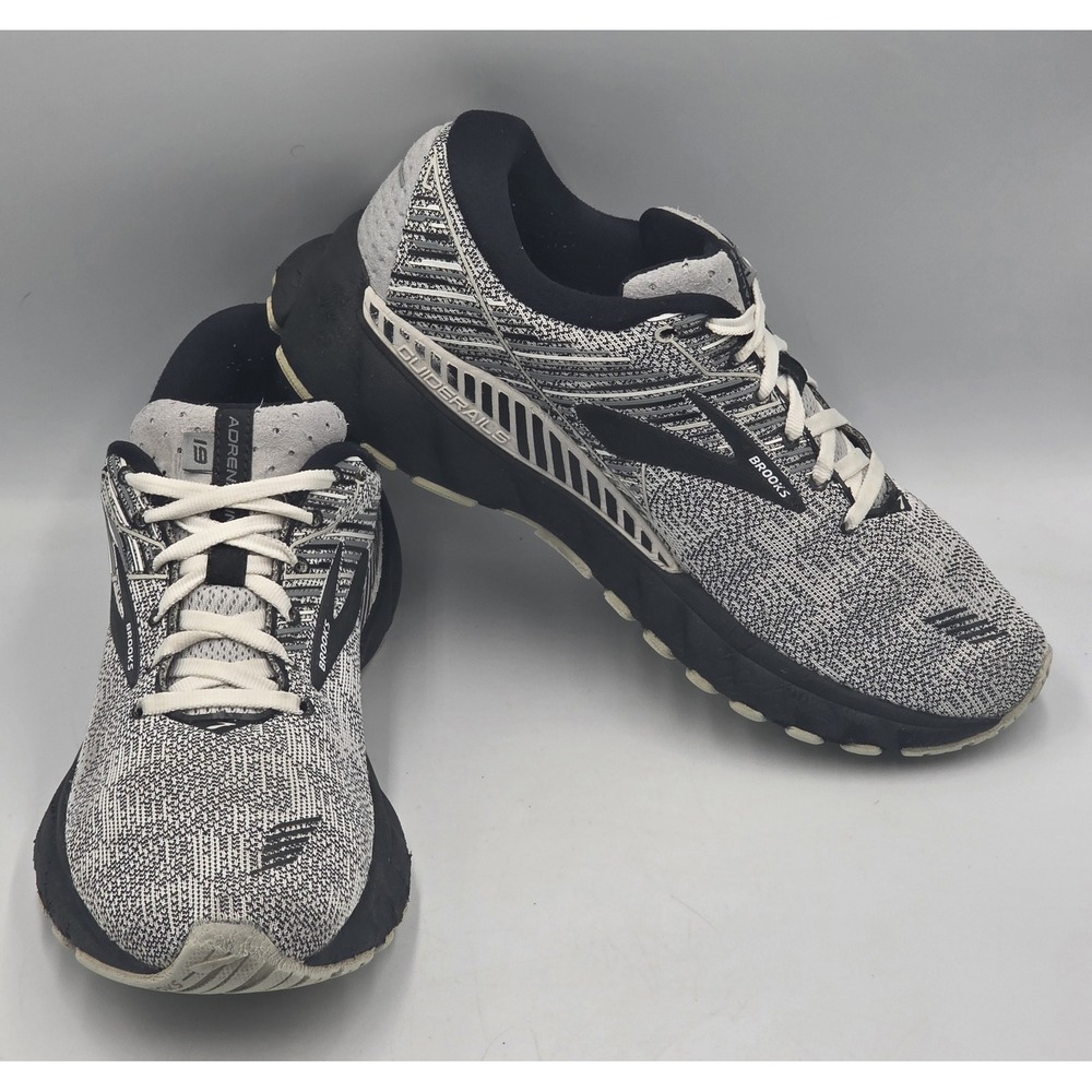 Brooks Adrenaline GTS 19 Womens 9 B Shoes Heathered Black White Running Sneakers - Picture 7 of 12